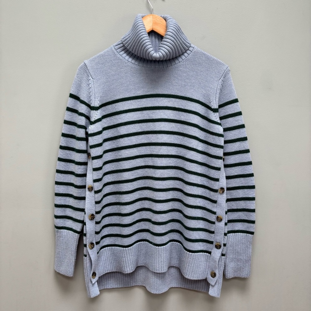 Tuckernuck Blue and Green Striped Turtleneck Sweater - Picture 2 of 8